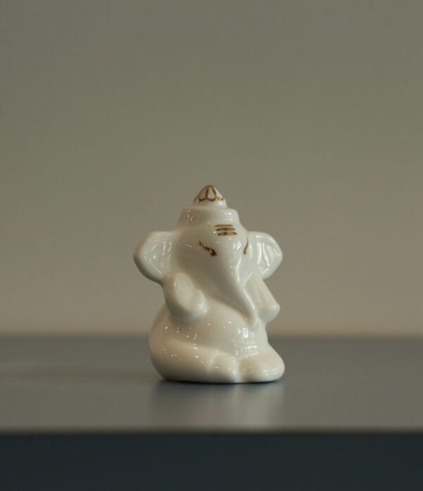 Ceramic Mini Lord Ganesha Idol with Gold Highlights