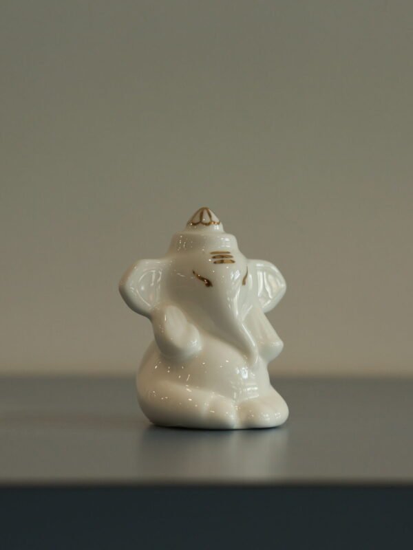 Ceramic Mini Lord Ganesha Idol with Gold Highlights